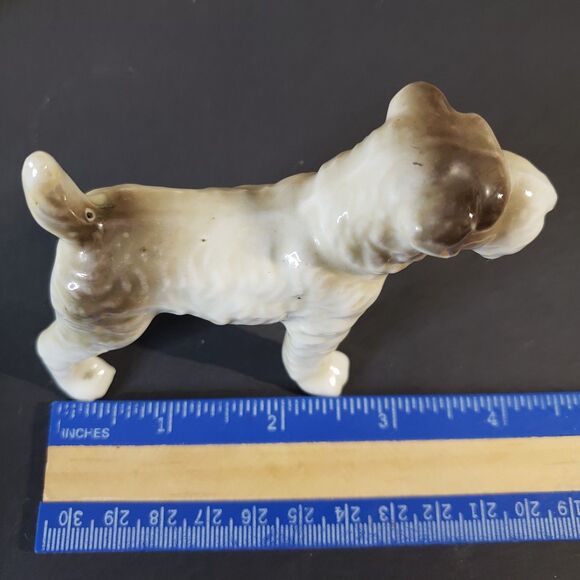 Vintage MCM Miniature Porcelain Schnauzer Dog Figurine 3" Wire Fox Terrier - Picture 2 of 8